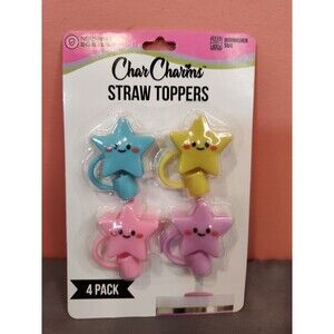 CharCharms Straw Toppers 4 Pack Stars